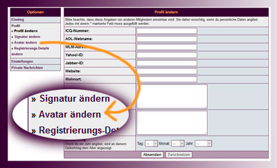 Avatar bearbeiten